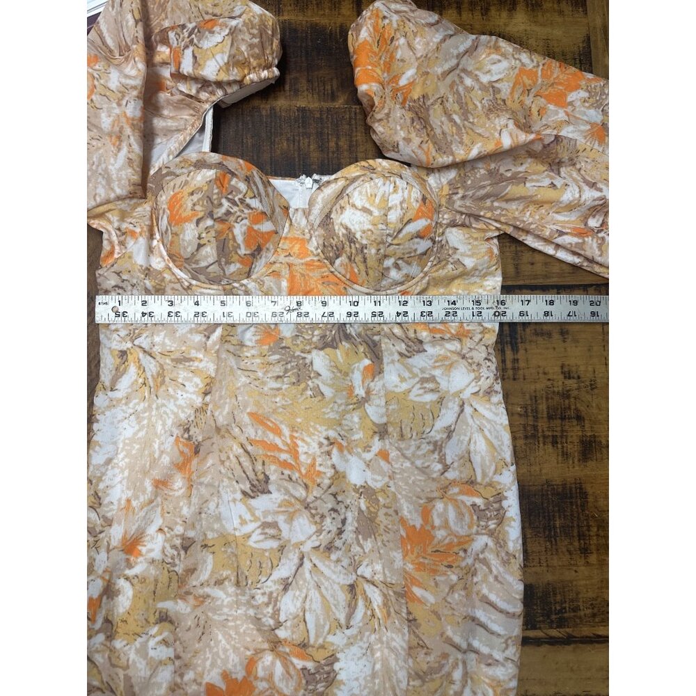 fashion nova xlarge nwt mini dress yellow and cream floral bustier style bodice - Picture 12 of 14